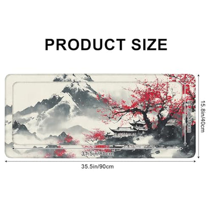 Mouse Pad, Large Anti-Slip with Stitched Edges Desk Mat Desktop Laptop Computer Desk Keyboard Mat,Table Protector Blotter Mat (Plum Blossom, 35.4" x 15.7") - color: Plum Blossom, size: 35.4" x 15.7"