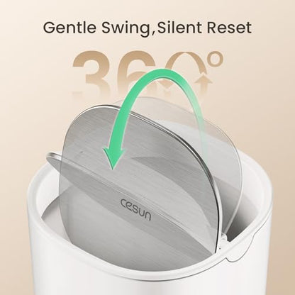 Cesun Mini Desktop Trash Can with Swing Lid, 0.4 Gallon Small Desk Trash Can, Countertop Wastebasket, Modern Tiny Tabletop Bin for Home Office, Makeup Area, or Car Interior (White) - color: White