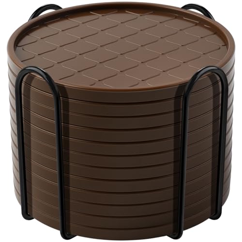 Coasters,Drink Coasters Set of 8 with Holder (Coffee, 12pcs) - color: Coffee, size: 12 pcs