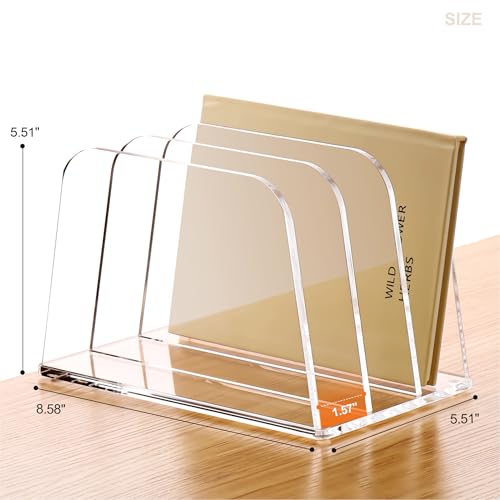 YUXUN Desk File Organizer,3-Section Vertical Clear Acrylic Desk Organizer File Holder Mail Sorter Office Organization for Office Home &Classroom（B5） - style: 3-Section,B5