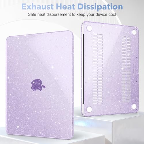 May Chen Compatible with MacBook Neo 13 inch Case 2026 Model A3404, Plastic Hard Shell,Keyboard Cover,Screen Protector,Dust Plug, for MacBook Neo 13" with A18 Pro Chip, Glitter Purple - color: Glitter Purple