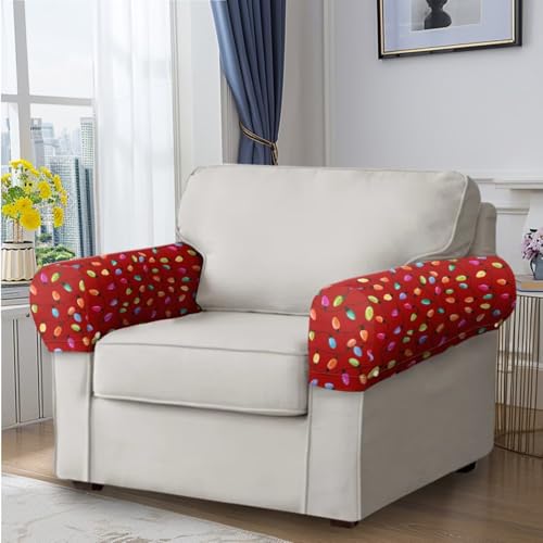 Christmas Lights Sofa Headrest Armrest Cover Set Recliner Headrest Covers Washable Couch Chair Protector Non Slip for Living Room Quick Dry Breathable Sofa Chair Cover - color: Christmas Lights