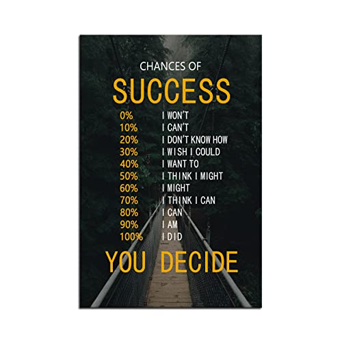 Chances of Success Inspirational Canvas Wall Art Motivational Positive Poster Inspiring Painting Prints Wall Pictures for Office Living Room Home Decor Framed Artwork [12''W x 18''H] - color: Inspirational-15, size: 18"L x 12"W