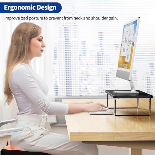 BESIGN MS01 Monitor Stand Riser, Height Adjustable Laptop Stand, Computer Monitor Stand for Monitor, Computer,Laptop,Printer (Black) - color: Black