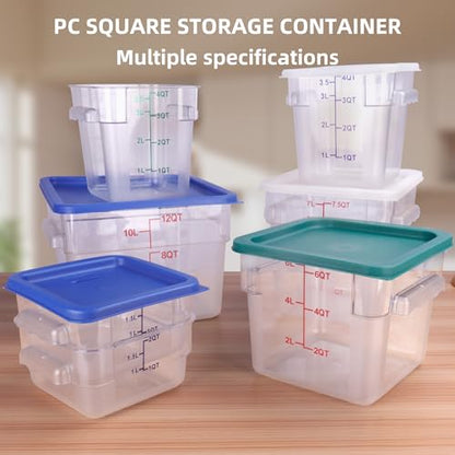 2 Pack RED Square Food Storage Container With Lid,Commercial Storage Box With Scale & Handle,Cake Making,Dough Marinating Meat,Kitchen Supplies (4 Quart) - size: 4 Quart-RED LID & MEASURING LINE