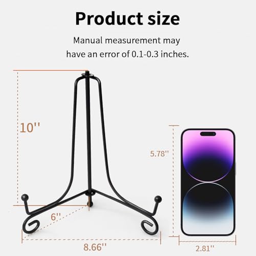 Iron Plate Stands for Display, Foldable Book Holder & Easel Stand for Sign, Versatile Poster Stand and Small Plate Stand for Home Decor, Art, Photo Frame, Card, Crystal Display (Black, 10 inch (2Pcs)) - color: Black, size: 10 inch (2Pcs)