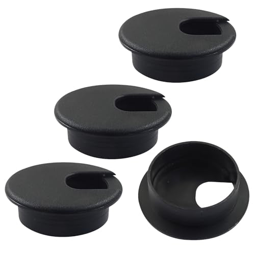 Piutouyar 4 Pcs 2 Inch Black Desk Grommet, Plastic Cable Hole Cover Desk Wire Cord Organizer for Office Equipment, Computer Table - color: Black, size: 2 Inch