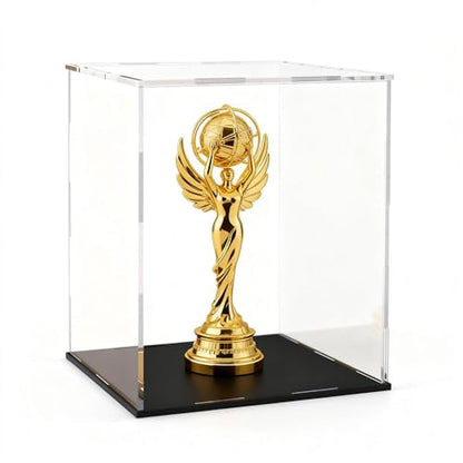 Acrylic Display Case, Clear Collectible Display Box with Matte Black Base, Dustproof Acrylic Showcase, Easy Self Assembly Storage Cases for Art Figurine, Trophy and Action Figures, 7 x 7 x 11 inch - size: 7 x 7 x 11 inch
