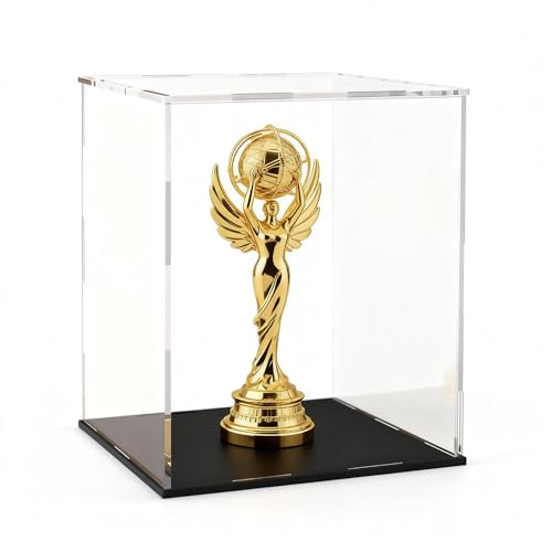 Acrylic Display Case, Clear Collectible Display Box with Matte Black Base, Dustproof Acrylic Showcase, Easy Self Assembly Storage Cases for Art Figurine, Trophy and Action Figures, 8 x 8 x 12 inch - size: 8 x 8 x 12 inch