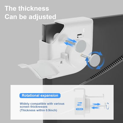 Headphone Holder for Screen, Plastic Headphone Stand, Headset Stand Suitable for AirPods Max, Sony, Bose, Beats and More (White) - color: White