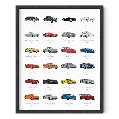 HAUS AND HUES Race Car Poster - Super Car Poster - Made in The USA - Black Frame 16x20 - color: Sports Car, size: 16"L x 20"W, style: Black Framed