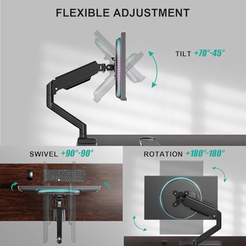 WALI Single Monitor Mount for 13-34 inch Screens, Adjustable Single Monitors Arm, Regular Screen up to 32 inch, 26.4lbs, Computer Monitor Stand for Desk, VESA 75/100mm (GSMP001N), Black - size: 13" to 34"