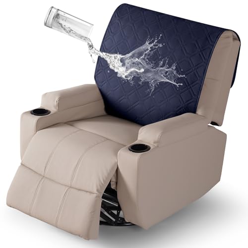 VANSOFY Recliner Chair Covers 100% Waterproof Backrest Cover Reclining Cover Non-Slip Dog Chair Cover Furniture Protector Washable Slipcover Elastic Straps for Pets, Dogs(Dark Blue) - color: Dark Blue
