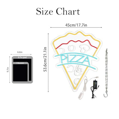 17.7"x21.1" Large Size Pizza Neon Signs for Business，Neon Lights for Pizza Shop Led Business Signs Suitable for Fast Food shops Christmas Birthday Party Gift - style: Pizza