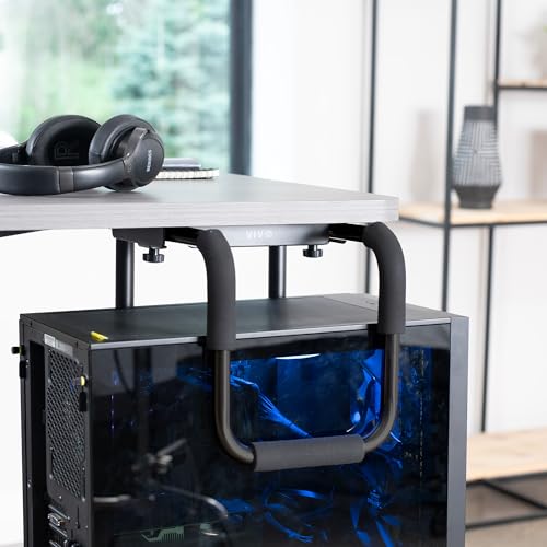 VIVO X-Large Heavy Duty Adjustable Under-Desk Mount, Home and Office Computer CPU Tower Stand with Secure Locking, Holds up to 66 lbs, Black, MOUNT-PC04B-L - size: X-Large