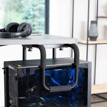 VIVO X-Large Heavy Duty Adjustable Under-Desk Mount, Home and Office Computer CPU Tower Stand with Secure Locking, Holds up to 66 lbs, Black, MOUNT-PC04B-L - size: X-Large