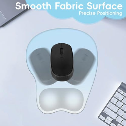 Mouse Pad with Wrist Rest Ergonomic Mouse Pad with Comfortable M-Shape Pain Relief Wrist Support Non-Slip PU Base Mousepad for Laptop, Office & Home (Light Blue) - color: Light Blue