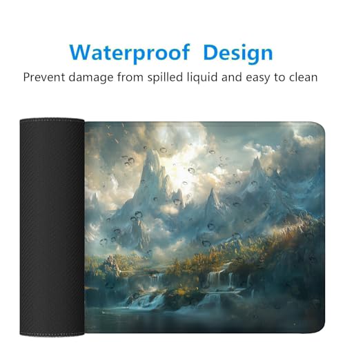 Mythical Dragon Gaming Mouse Pad Desk Pad 31.5 x 11.8 Inch Waterfall Mountains Light Sunlight Mousepad XL Large Gaming Mouse Pad Laptop Keyboard Mat Desk Pad Office Computer Keyboard Laptop Home - color: Mythical Dragon, size: 11.8W x 31.5L inches