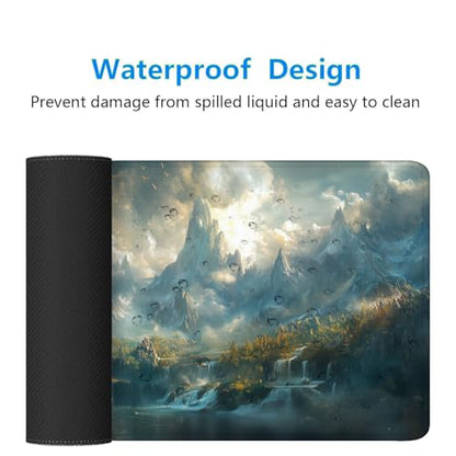 Mythical Dragon Gaming Mouse Pad Desk Pad 31.5 x 11.8 Inch Waterfall Mountains Light Sunlight Mousepad XL Large Gaming Mouse Pad Laptop Keyboard Mat Desk Pad Office Computer Keyboard Laptop Home - color: Mythical Dragon, size: 11.8W x 31.5L inches