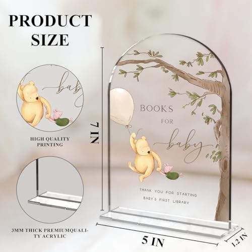 Cute Bear Baby Shower Sign Decor Arch Acrylic 5x7 Inch Sign 04 | Cute Bear Centerpieces Baby Shower & Event Gift Stations Dessert Table Decor - color: BBaby1