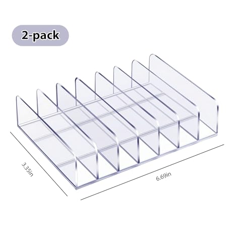 2 Pcs Acrylic Clipboard Holder 7 Slots Clipboard Organizer Display Stand Storage Rack Document Typing Paper Stand Menu Display Receipt Holder for Classroom Office School Teacher No Assembly Required
