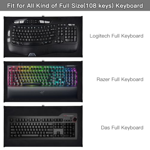 Keyboard Bag Case Sleeve Pouch for Universal Keyboard, Logitech/Razer/Das/Havit/Apple Magic Keyboard Protector, Wireless/Wire Computer/Gaming PC Keyboard Dust Cover-Black - color: Black - 20.87 x 11 Inch