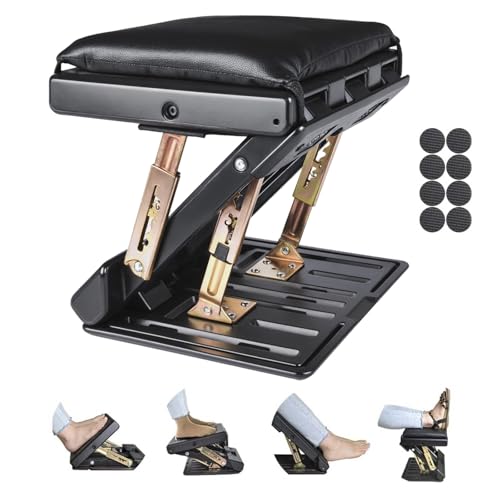 Foot Rest for Under Desk at Work 4-Level Height Adjustable, Ergonomic Foldable Footrest for Office, Gaming,Computer, Soft & Removable Pad Desk Foot Stool Suitable for All Seasons - color: Black