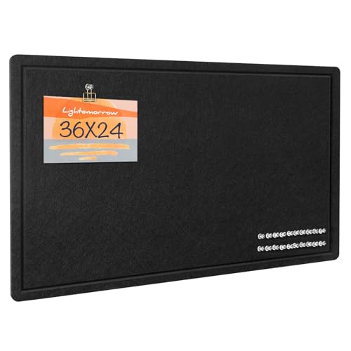 Lightomorrow Bulletin Board, 36 x 24 inches Felt Board - Decorative Pin Board, Cork Board Alternative for Wall, 3' x 2' Foldable Self-Adhesive Vision Board Prayer Board with 20 Pushpins - Black - color: Black, size: 23.6" x 35.4"