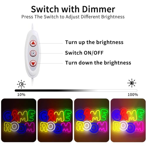 Game Room Neon Signs,Gaming Letter Neon Sign for Gamer Room Decor, USB Powered Dimmable Colorful Led Gaming Neon Signs, Game Neon Sign for Wall Decor,Teenage Boys, Kids Gifts - style: GAME ROOM