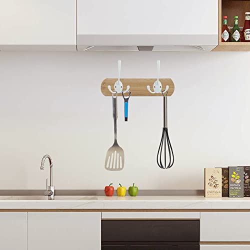 IBosins 6 Pack Big Heavy Duty Three Prongs Coat Hooks Wall Mounted with 12 Screws Retro Double Utility Rustic Hooks for Thick Coat, Big Heavy Bags (White) - color: White