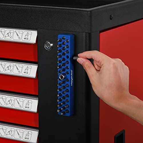 Mayouko 1/4" Magnetic Hex Bit Holder Rack Organizer, 43 Holes, 1/4-Inch Drill Bit Holder, Green&Blue, 2 Racks, Magnetic Bit Holder with Magnet Base for Screwdriver Bits - color: Green,blue