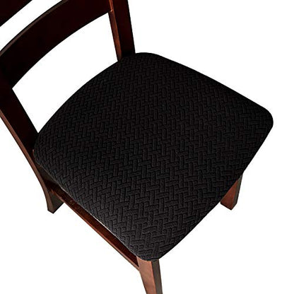 Genina Seat Covers for Dining Room Chair Seat Slipcovers Kitchen Chair Covers (Black, 6 Pcs) - color: Black, size: 6 PCS