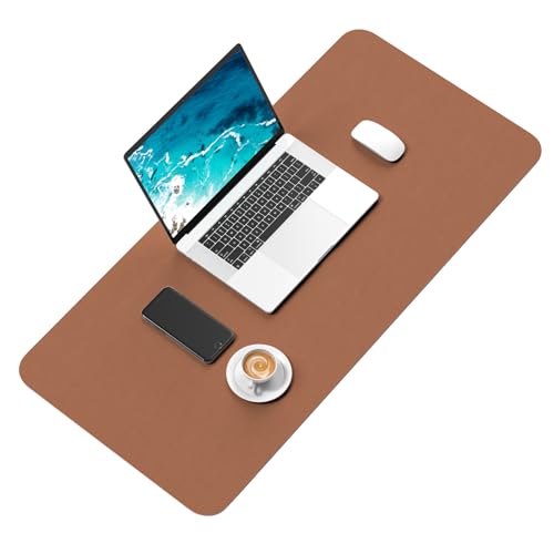 Hsurbtra Desk Pad, 30" x 14" PU Leather Desk Mat, XL Extended Mouse Pad, Waterproof Desktop Blotter Protector, Non-Slip Ultra Thin Large Laptop Keyboard Writing Mat for Office Home, Dark Apricot - color: Dark Apricot, size: 30" x 14"