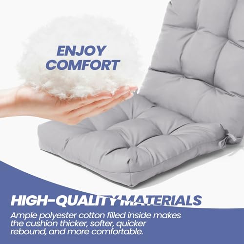 Crestlive 50x20x4 Inch Adirondack Chair Cushion, Outdoor Rocking Chair Cushions Water Resistant High Back Patio Chair Cushions Set of 2, Thick Patio Replacement Cushions Light Gray - color: Light Grey, size: 2