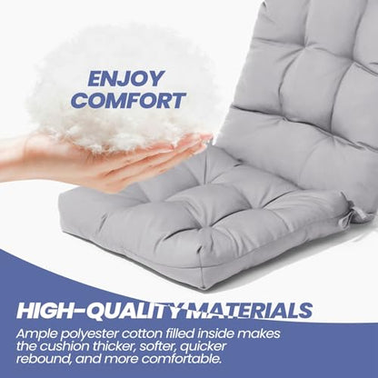 Crestlive 50x20x4 Inch Adirondack Chair Cushion, Outdoor Rocking Chair Cushions Water Resistant High Back Patio Chair Cushions Set of 2, Thick Patio Replacement Cushions Light Gray - color: Light Grey, size: 2