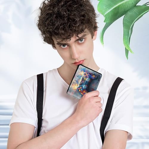 EXXBYELI Kids Wallet for Boys,Cool Boys Gaming Wallet for Kids Ages 8-10 9-12 11-15 with Credit Id Card Cash Holder Black Rfid Blocking Zipper For Teen Youth Guys Teenager Birthday Gifts Ideas - color: game-Retro handle blue