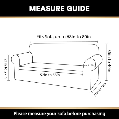 PrinceDeco Waterproof Couch Covers Slipcovers for Sofas,1 Piece Stretch Jacquard Sofa Slipcover Leakproof Pet Friendly Furniture Protector for Kids, Dog (Sofa Seat Width 52"-58", Sand) - color: Sand, size: 2.5 Seat (Seat Width 52"-58")