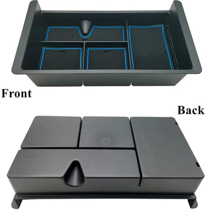 Center Console Tray Organizer Compatible with 2014-2018 GMC Sierra Accessories, (2015-2020) Yukon/Chevy Tahoe Silverado Suburban, Armrest Storage Box Replaces 22817343 (Blue) - color: Blue