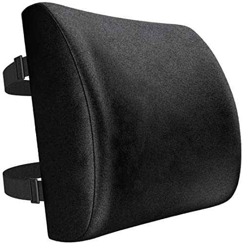 FORTEM Lumbar Support Pillow for Office Chair, Lumbar Support Pillow for Car, Back Rest for Gaming, Memory Foam Pillow, Desk Chair Cushion, Breathable & Washable Cover, Adjustable Straps - color: Black Velour