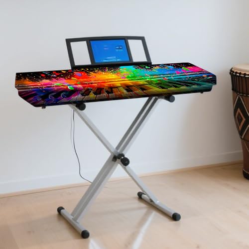 Nuxovilar Stretchy 88 Keys Keyboard Piano Dust Cover, Dust - Proof Elastic Milk Silk with Neon - Lit Keyboard Keys Pattern for Digital Electronic Keyboards - color: hd04644-B