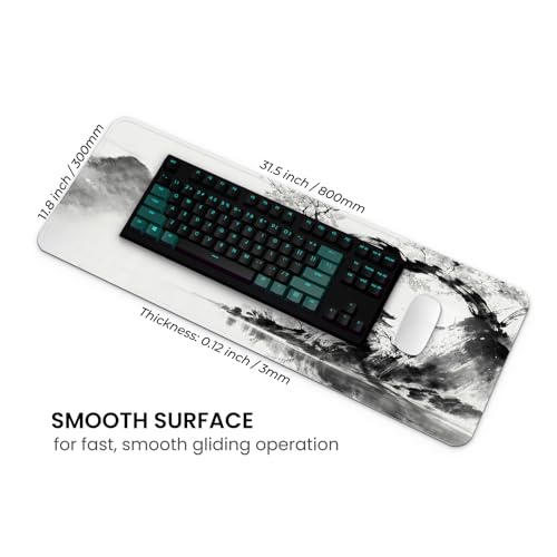 MAY FLOWER Gaming Mouse pad, Large Laptop Mousepad, Full Keyboard Mat, Long Computer Mouse Mat for Home and Office, Anti-Slip Rubber Base, 31.5 x 11.8 Inches (Japanese Cherry Blossom) - color: Japanese Cherry Blossom