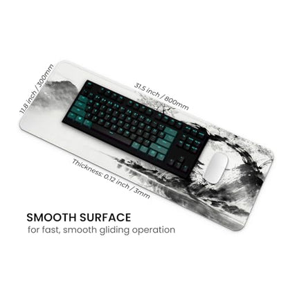 MAY FLOWER Gaming Mouse pad, Large Laptop Mousepad, Full Keyboard Mat, Long Computer Mouse Mat for Home and Office, Anti-Slip Rubber Base, 31.5 x 11.8 Inches (Japanese Cherry Blossom) - color: Japanese Cherry Blossom