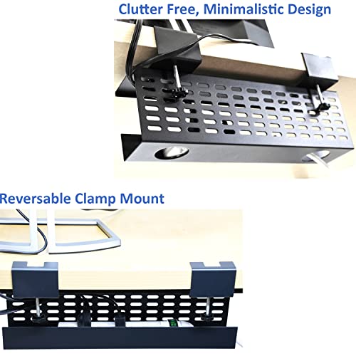 AEONS Under Desk Cable Management Tray Black Horizontal 16-inch Under Desk Removable C Clamp Mount Computer Cord Raceway and Modesty Panel - style: 16” Clamp