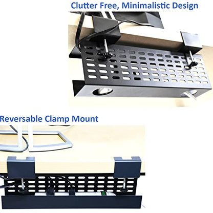 AEONS Under Desk Cable Management Tray Black Horizontal 16-inch Under Desk Removable C Clamp Mount Computer Cord Raceway and Modesty Panel - style: 16” Clamp