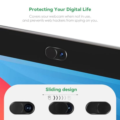 CloudValley Webcam Cover Slide[2-Pack], 0.023 Inch Ultra-Thin Metal Web Camera Cover for Macbook Pro, iMac, Laptop, PC, iPad Pro, iPhone 8/7/6 Plus, Protect Your Visual Privacy [Black] - color: Black-2 Pcs