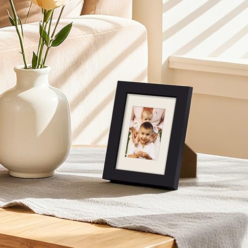 upsimples 3.5x5 Picture Frame, Display Pictures 2.5x3.5 with Mat or 3.5x5 Without, Wall Hanging Photo Frames, Black, 1 Pack - color: Black, size: 3.5x5