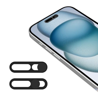 Webcam Cover,Front Camera Cover Compatible for iPhone 15/15 Plus/15 Pro/15 Pro Max/14 Pro/14 Pro Max,Protect Privacy and Security,Not Affect Face ID, 2 Pack-Black - color: Black