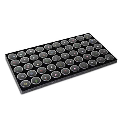 Ikee Design Jewelry Storage Tray Insert, 50 Gemstone Display Jars, Black Foam Liner, Home Organization, 14 1/4 x 7 3/4 x 3/4 in - color: Black Foam (50 Jars Only)