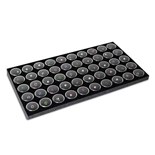 Ikee Design Jewelry Storage Tray Insert, 50 Gemstone Display Jars, Black Foam Liner, Home Organization, 14 1/4 x 7 3/4 x 3/4 in - color: Black Foam (50 Jars Only)