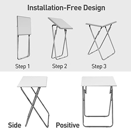 Garden 4 you Portable Folding TV Tray Table TV Dinner Tray with Sturdy MDF,No Assembly Required, 25In(White,1PC) - color: White, size: 1pc